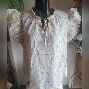 George white w/floral pattern top Size L